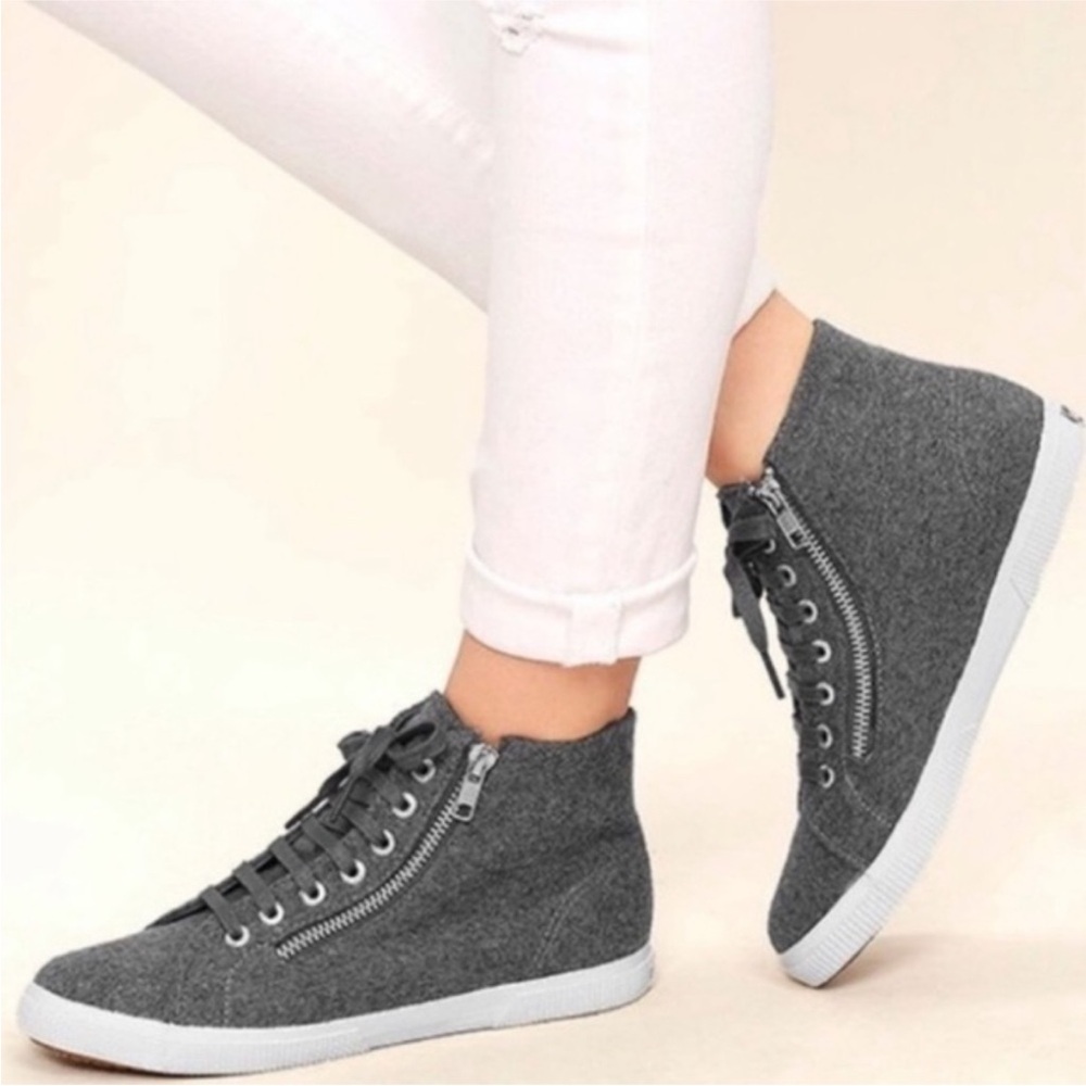 Women’s Superga Gray Gray High-Top Sneakers with Zipper